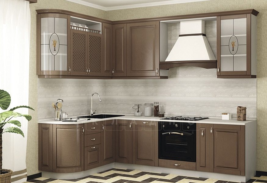 Кухня угловая Массив-Люкс 1735 х 2100 мм 