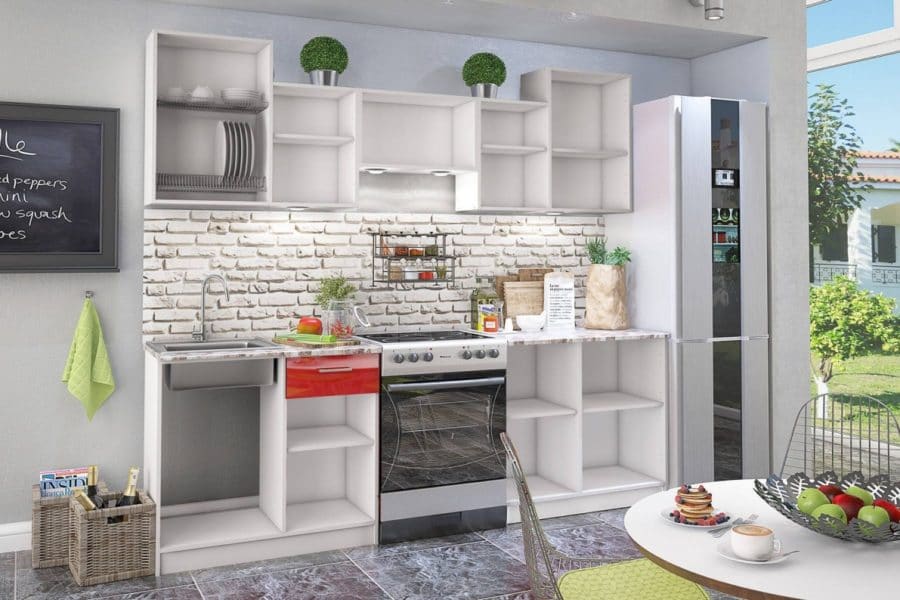 Кухонный гарнитур Бланка мдф 2,4 м красного цвета фото | интернет-магазин Складно