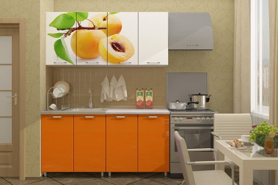 Кухня с фотопечатью Персик 160 см 