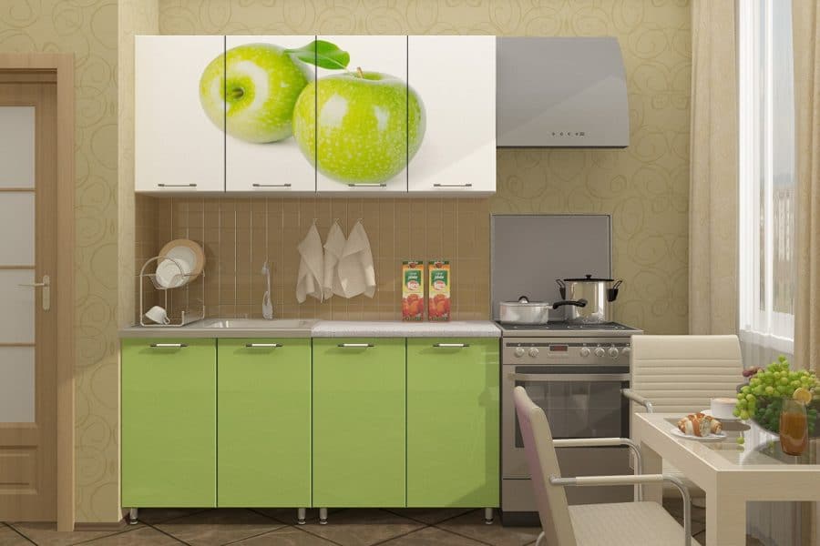 Кухня с фотопечатью Яблоко 160 см 