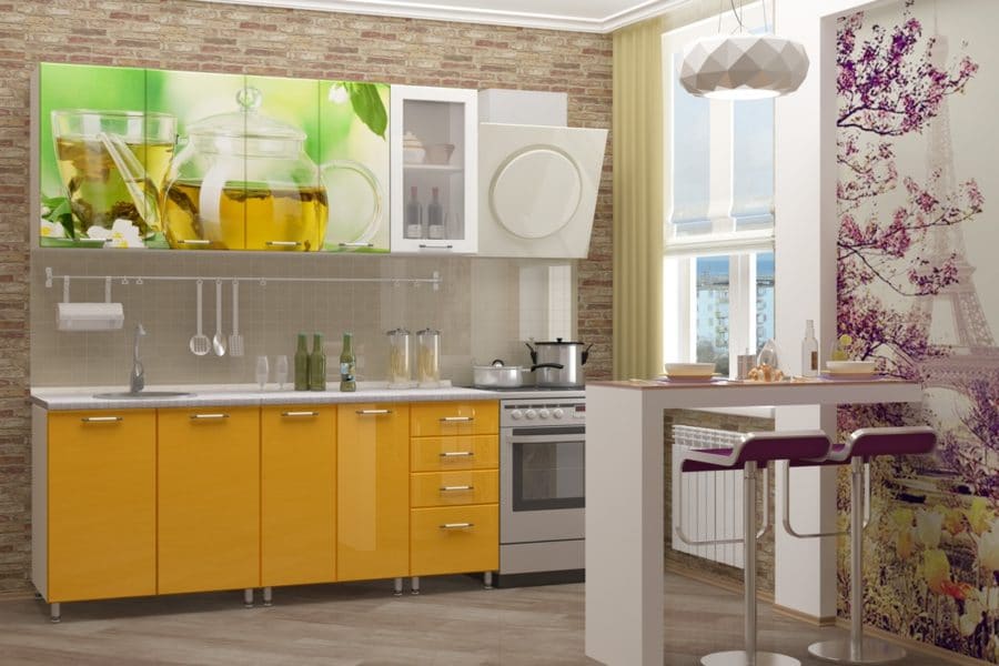 Кухня с фотопечатью Чайник 1,8 м 