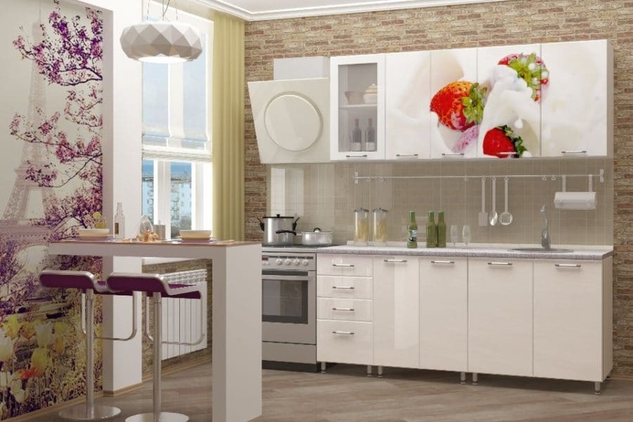 Кухня с фотопечатью Клубника 1,8 м 