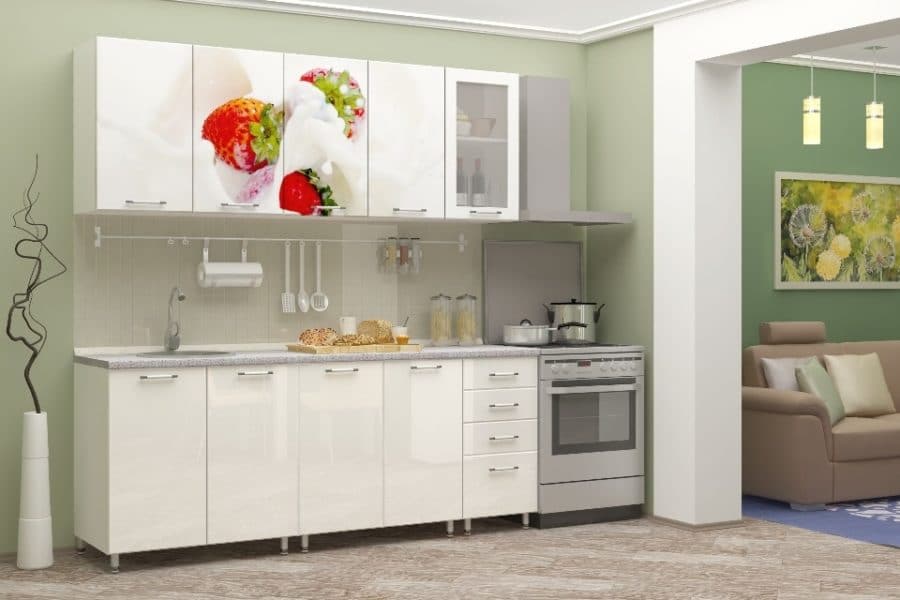 Кухня с фотопечатью Клубника 2,0 м 