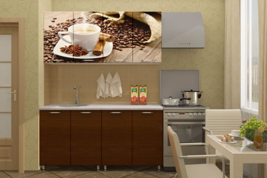 Кухня с фотопечатью Кофе 160 см 