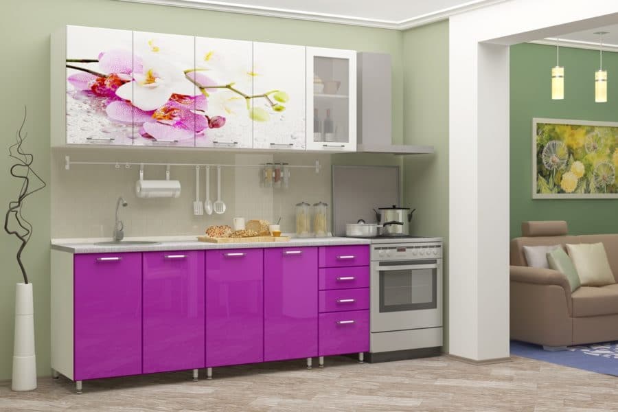 Кухня с фотопечатью Орхидея 2,0 м 