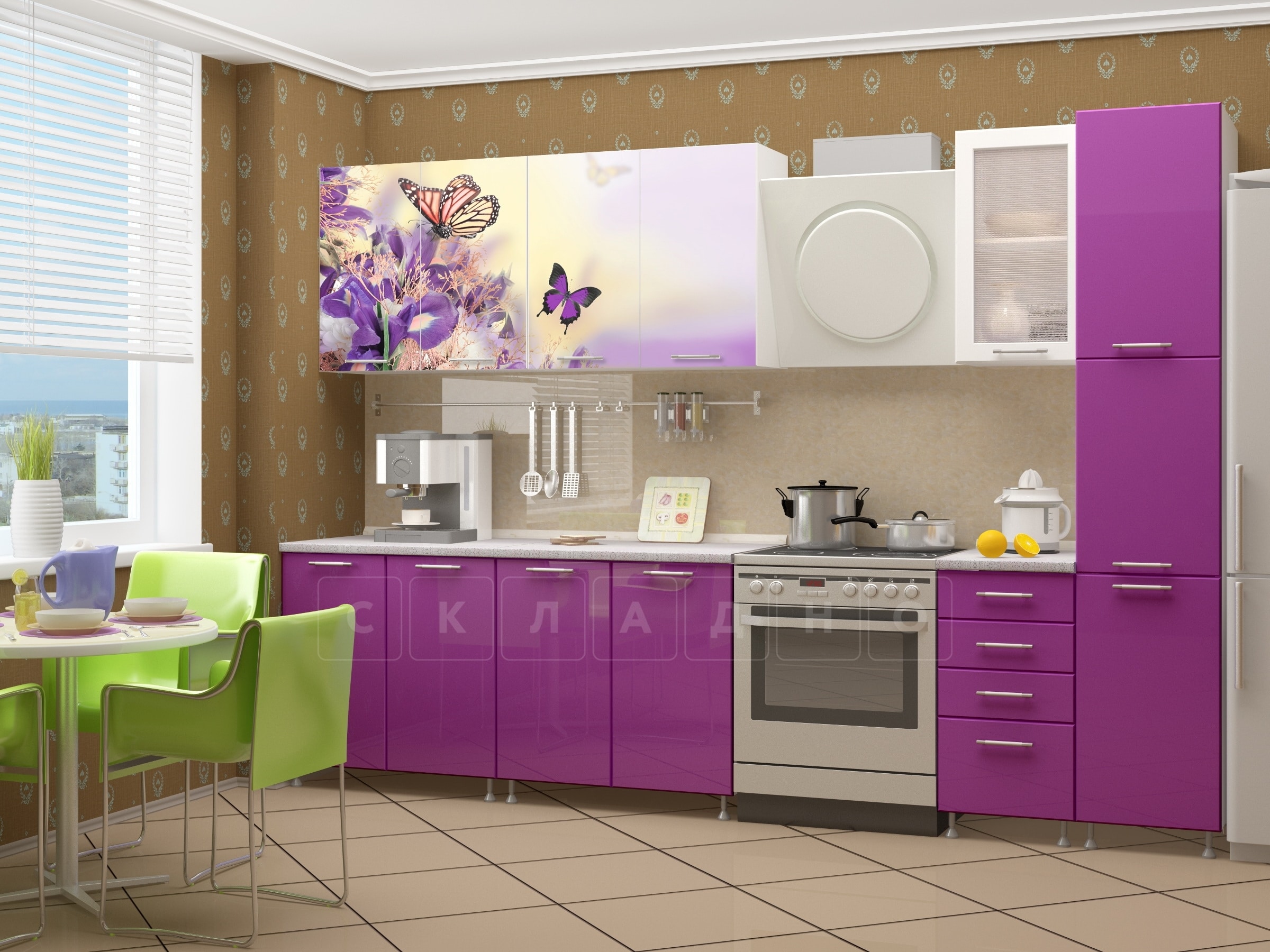 Кухня с фотопечатью Весна 240 см