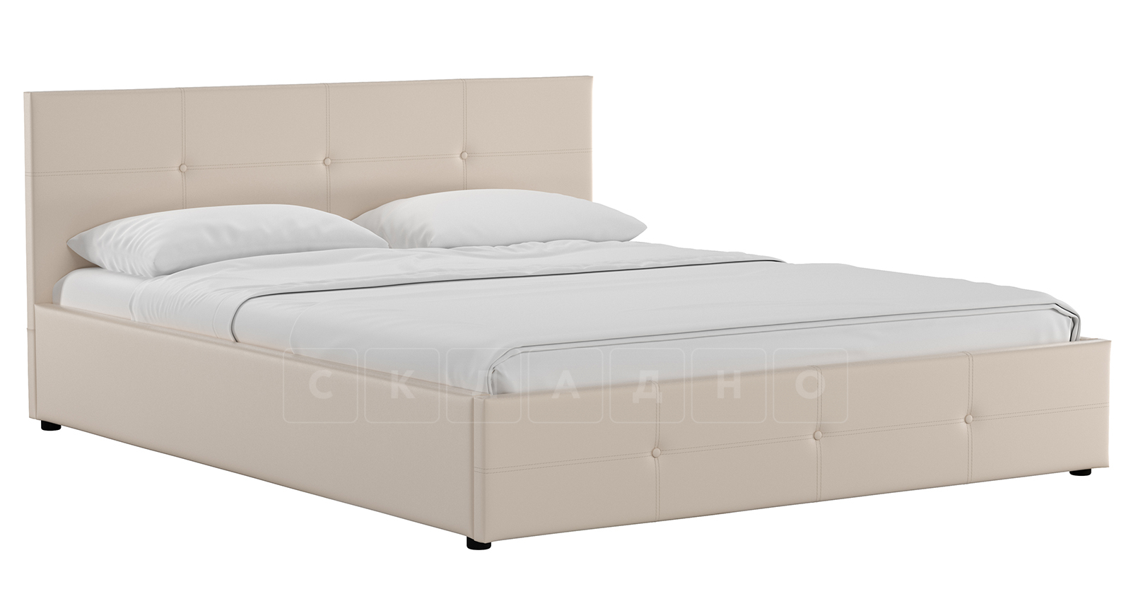 Мягкая кровать Синди 160 см бежевый без подъемного механизма фото 1 | интернет-магазин Складно