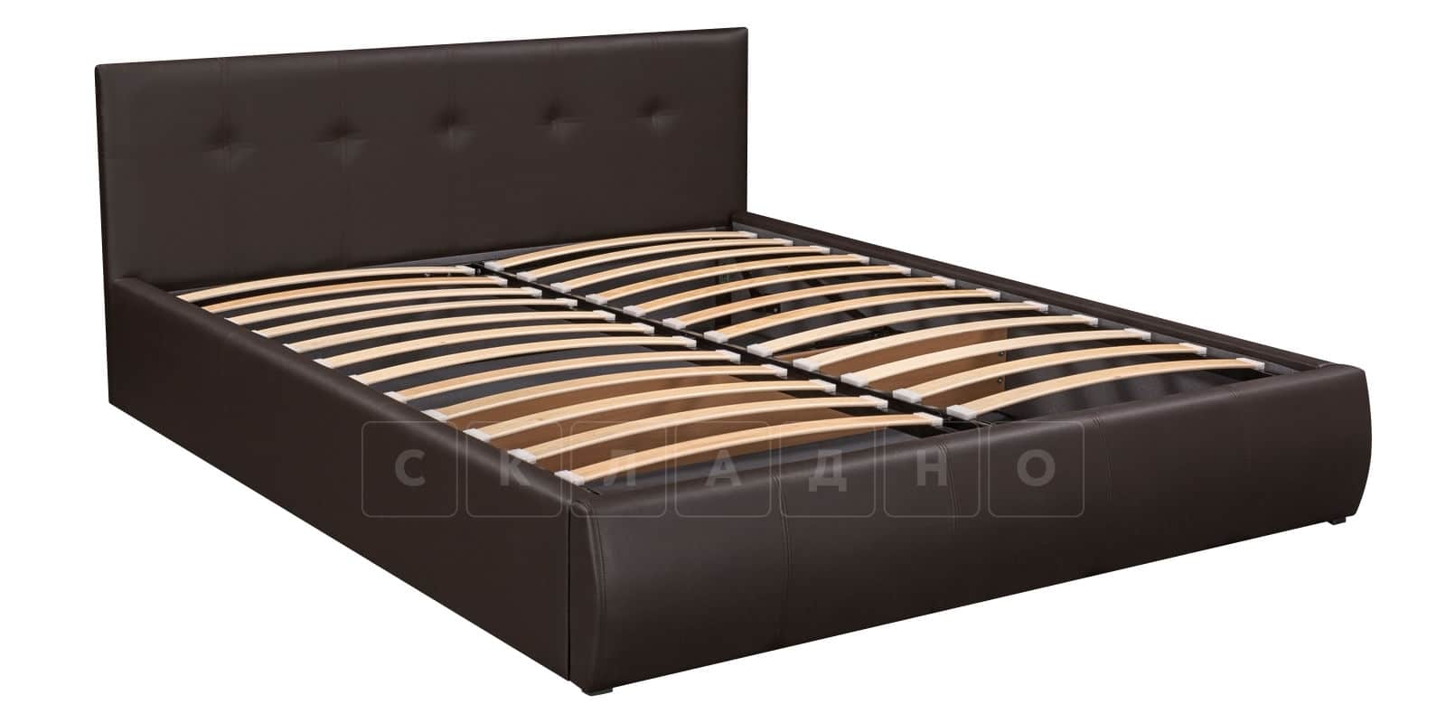 Мягкая кровать Афина 160 см экокожа коричневого цвета фото 5 | интернет-магазин Складно
