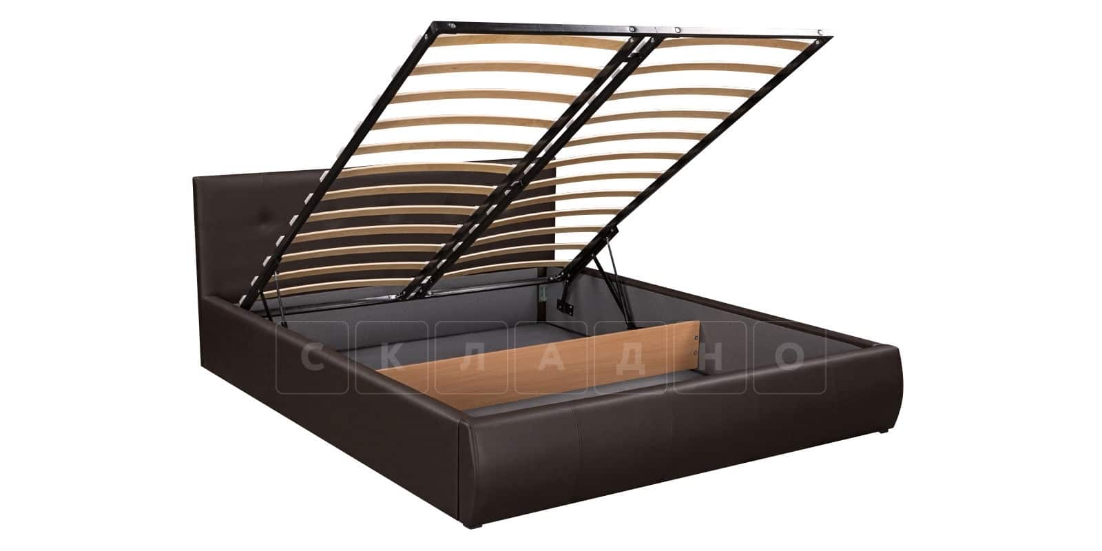 Мягкая кровать Афина 160 см экокожа коричневого цвета фото 6 | интернет-магазин Складно