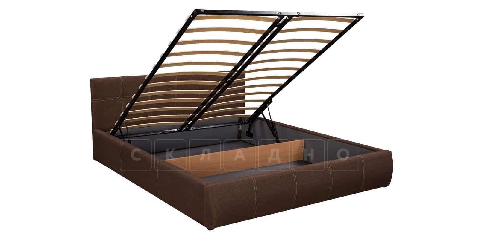 Мягкая кровать Афина 160 см рогожка коричневого цвета фото 6 | интернет-магазин Складно