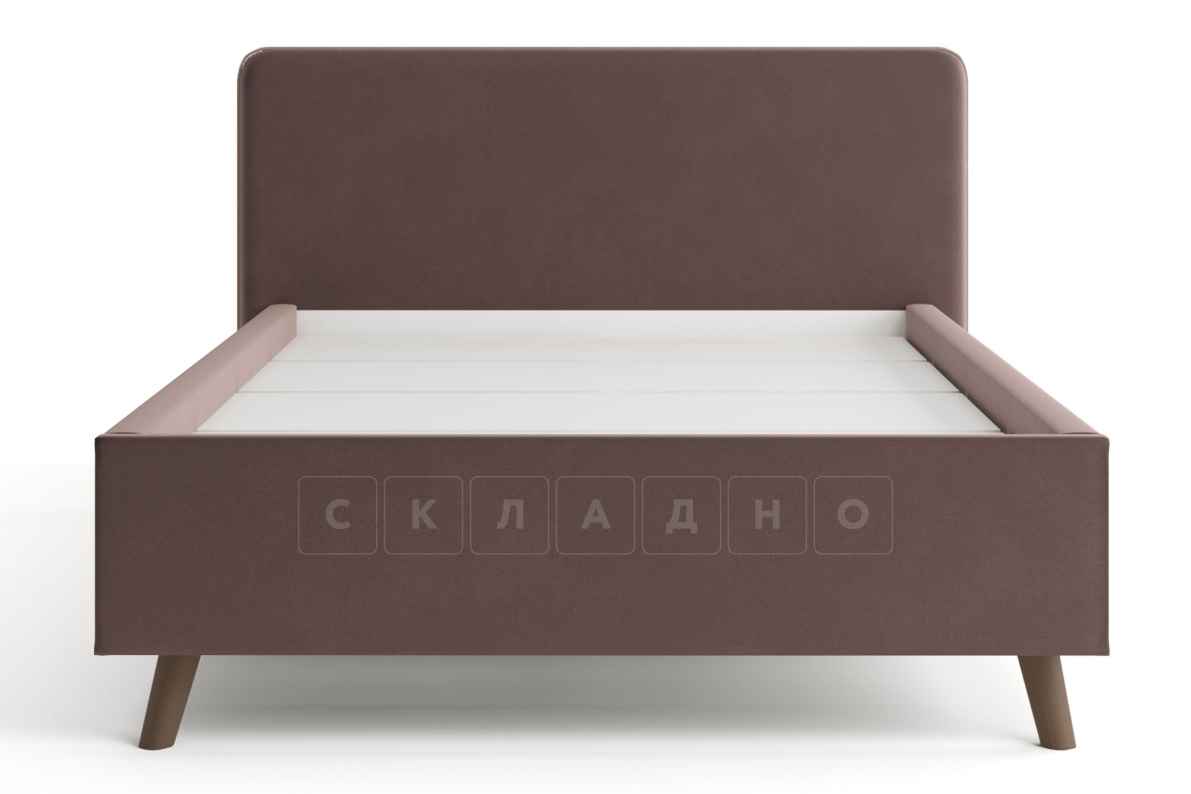 Мягкая кровать Афина 140 см велюр шоколад фото 2 | интернет-магазин Складно