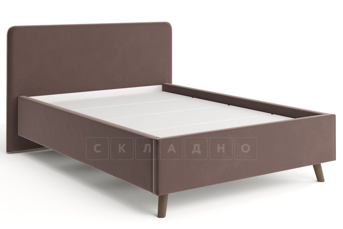 Мягкая кровать Афина 140 см велюр шоколад фото 1 | интернет-магазин Складно
