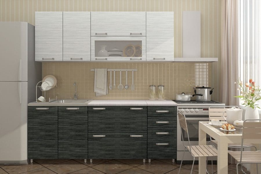 Кухонный гарнитур Техно черный титан с белым 2,0 м 