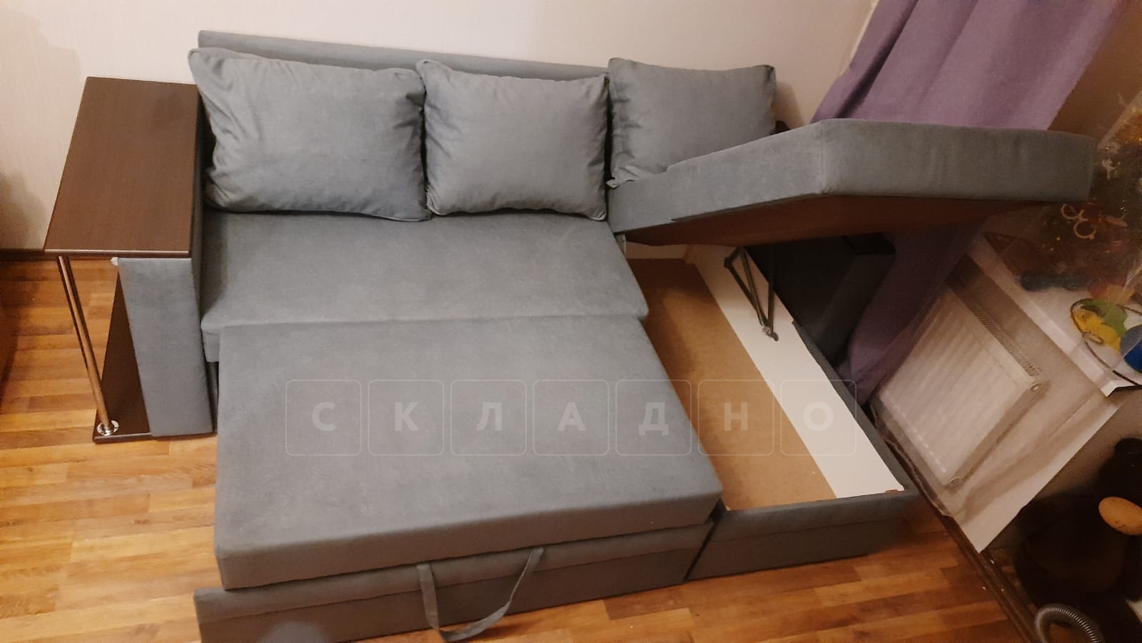 Угловой диван Атланта велюр светло-серый фото 20 | интернет-магазин Складно