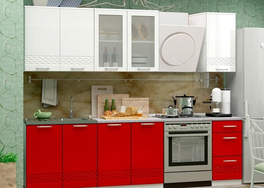 Кухонный гарнитур Асти красный с белым 2,0 м 