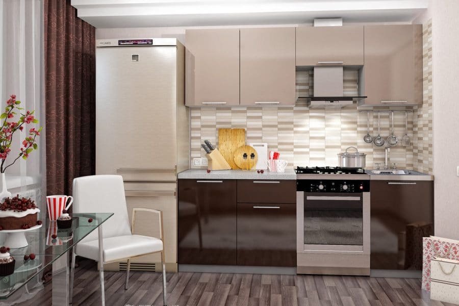 Кухонный гарнитур Шарлотта горький шоколад с капучино 2,1 м 