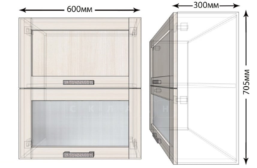 Кухонный навесной шкаф горизонтальный Лофт ШВБ1С60 фото 1 | интернет-магазин Складно