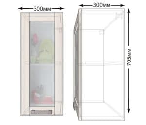 Кухонный навесной шкаф со стеклом Лофт ШВС30  2060  рублей, фото 1 | интернет-магазин Складно