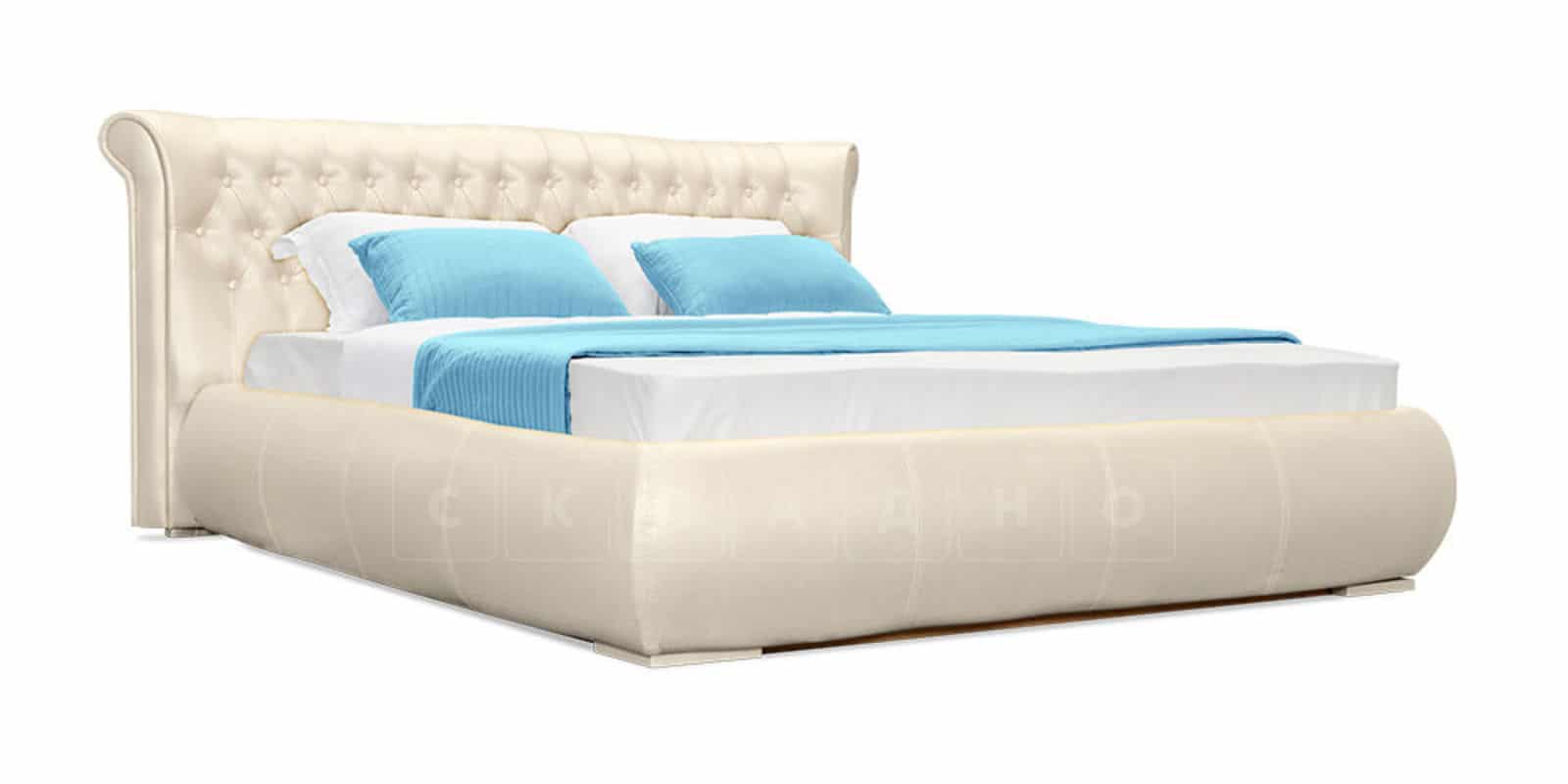 Мягкая кровать Вирджиния 160 см экокожа перламутрового цвета фото 2 | интернет-магазин Складно