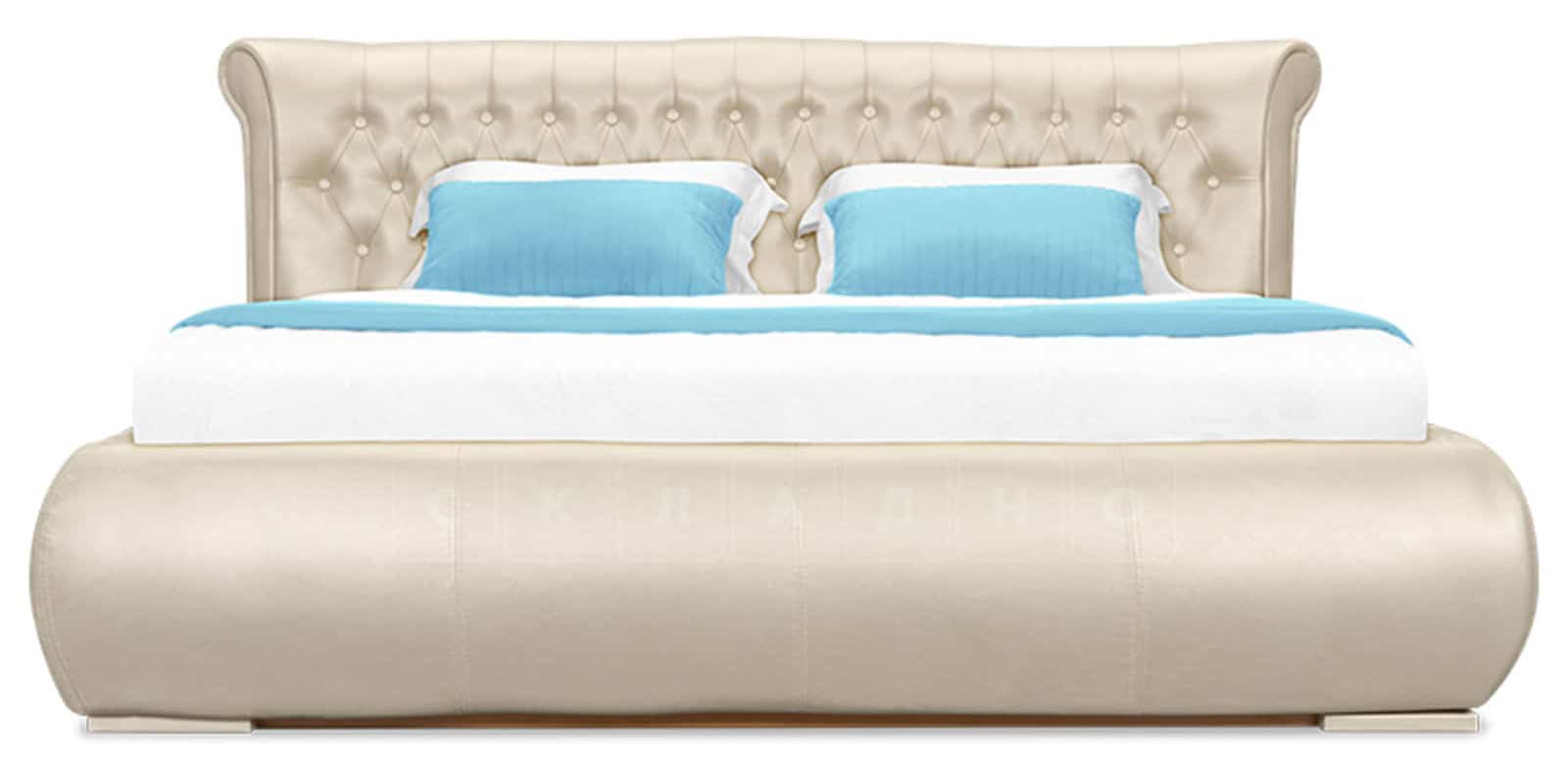 Мягкая кровать Вирджиния 160см экокожа перламутрового цвета фото 3 | интернет-магазин Складно