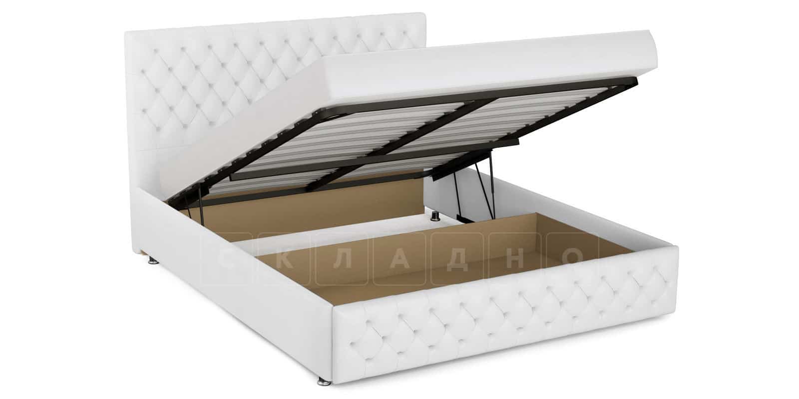 Мягкая кровать Малибу 160 см экокожа белого цвета вариант 4 фото 5 | интернет-магазин Складно