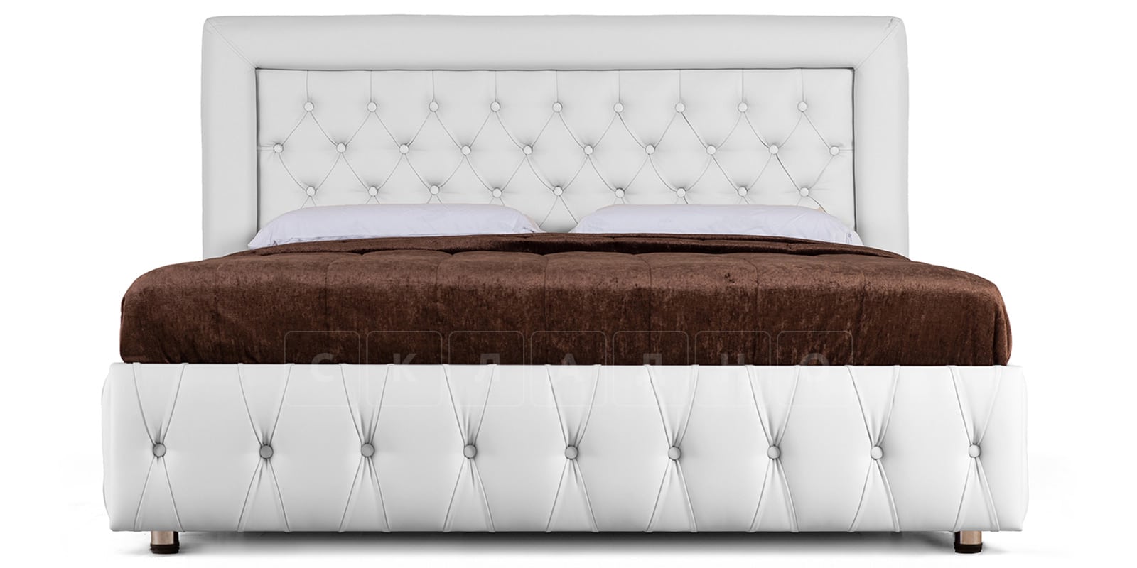 Мягкая кровать Малибу 160 см экокожа белого цвета вариант 7-2 фото 2 | интернет-магазин Складно