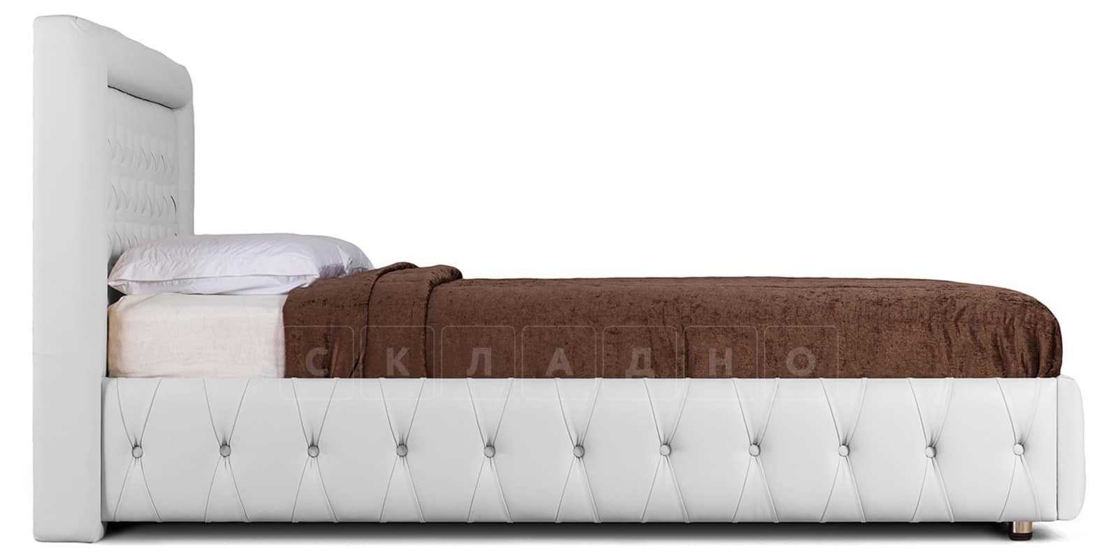 Мягкая кровать Малибу 160 см экокожа белого цвета вариант 7-2 фото 3 | интернет-магазин Складно