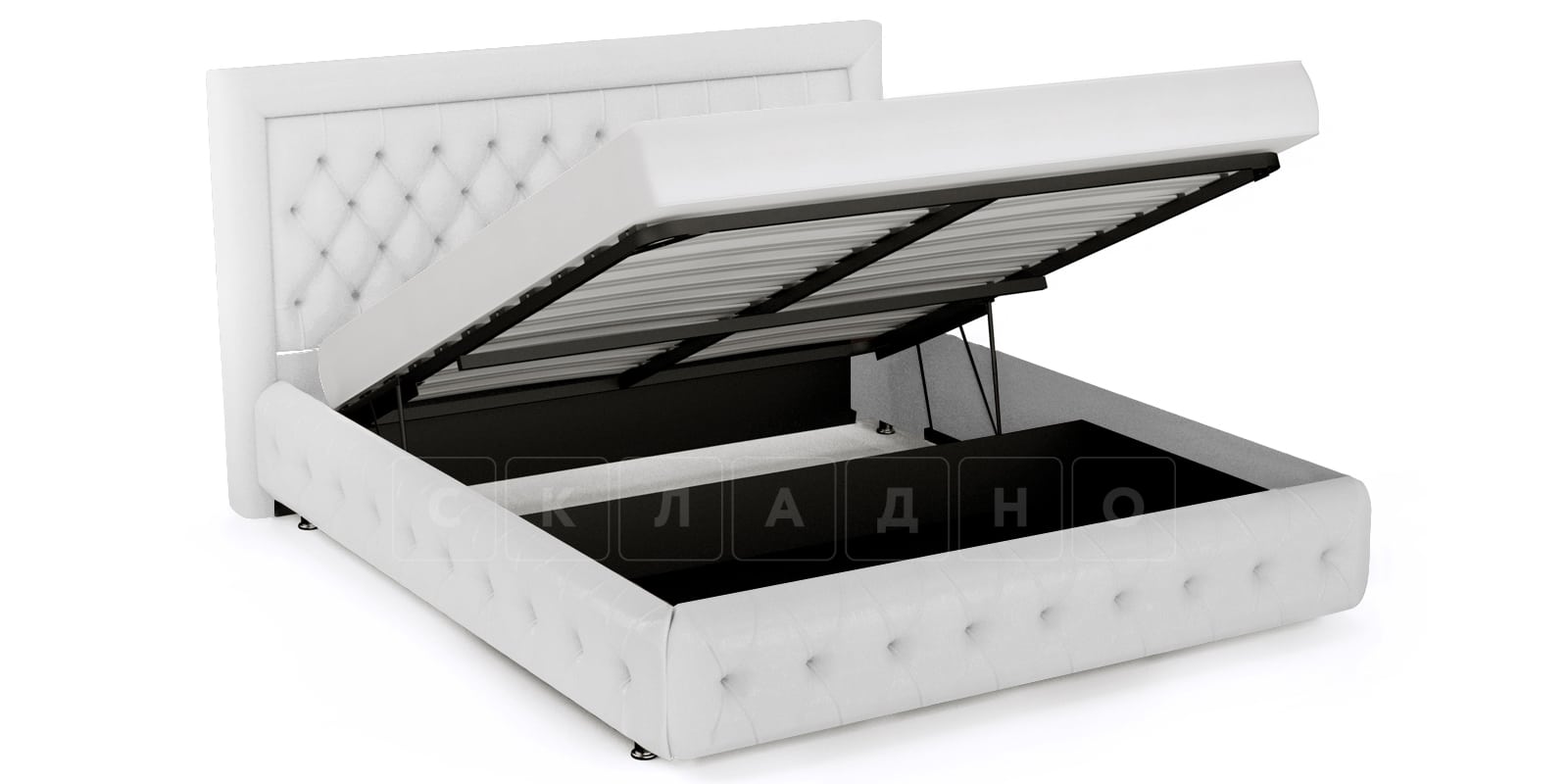 Мягкая кровать Малибу 160см экокожа белого цвета вариант 7 фото 4 | интернет-магазин Складно