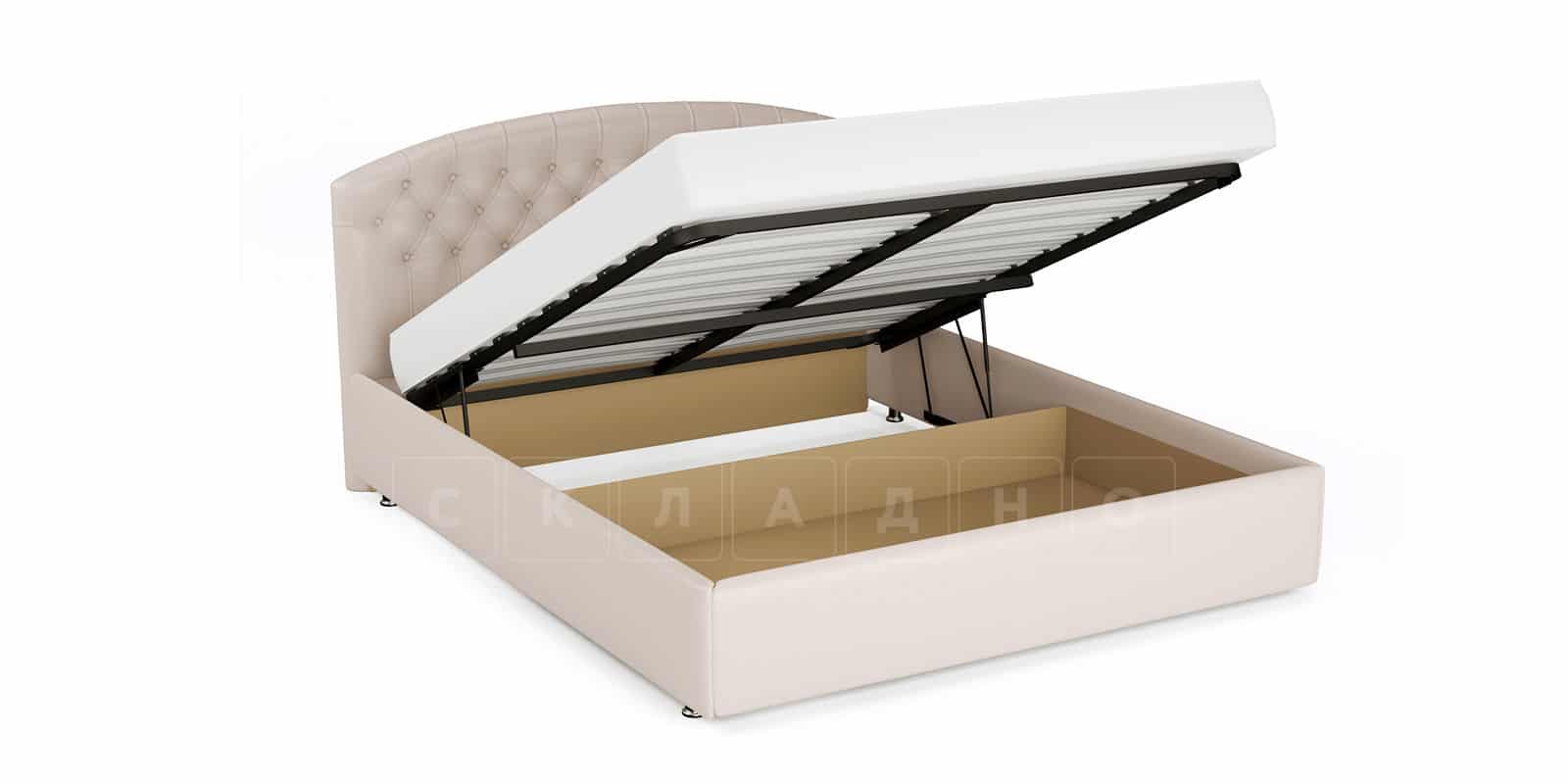 Мягкая кровать Малибу 160 см экокожа бежевого цвета вариант 1 фото 9 | интернет-магазин Складно