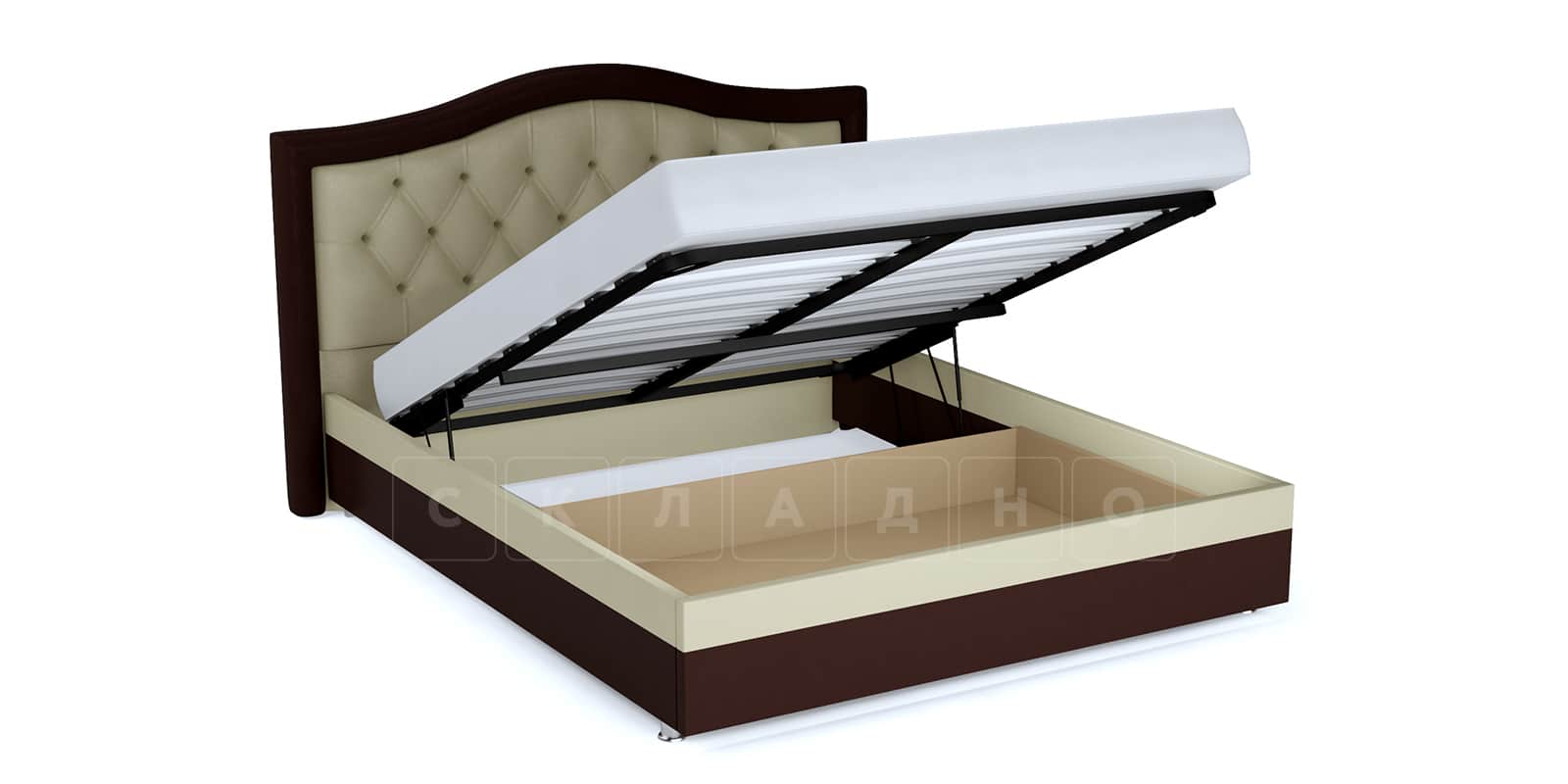 Мягкая кровать Малибу 160см экокожа белый-шоколад вариант 9 фото 2 | интернет-магазин Складно