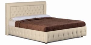 Мягкая кровать Малибу 160 см экокожа бежевый вариант 7-2-8439 фото | интернет-магазин Складно