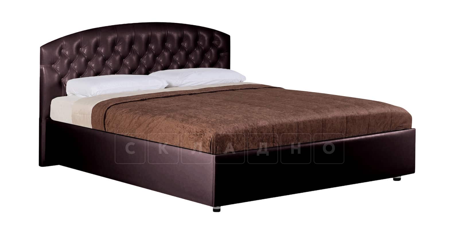 Мягкая кровать Малибу 160см экокожа шоколадного цвета вариант 1 фото 3 | интернет-магазин Складно