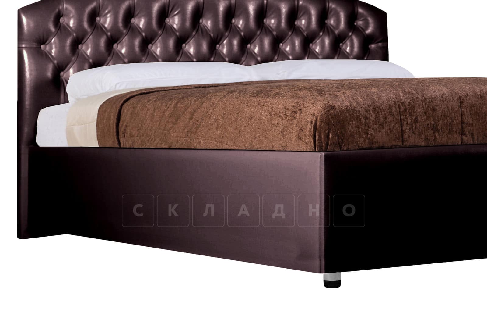 Мягкая кровать Малибу 160 см экокожа шоколадного цвета вариант 1 фото 9 | интернет-магазин Складно