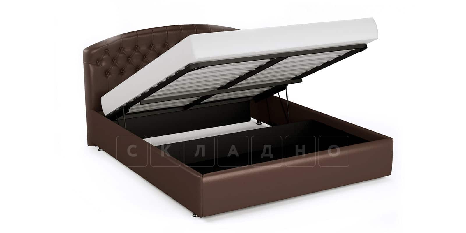 Мягкая кровать Малибу 160 см экокожа шоколадного цвета вариант 1 фото 2 | интернет-магазин Складно