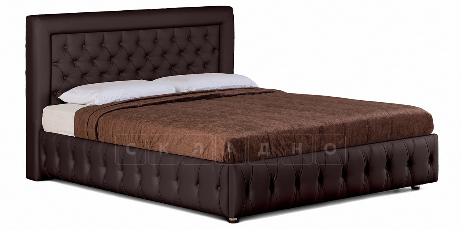 Мягкая кровать Малибу 160см экокожа шоколадного цвета вариант 7-2 фото 1 | интернет-магазин Складно