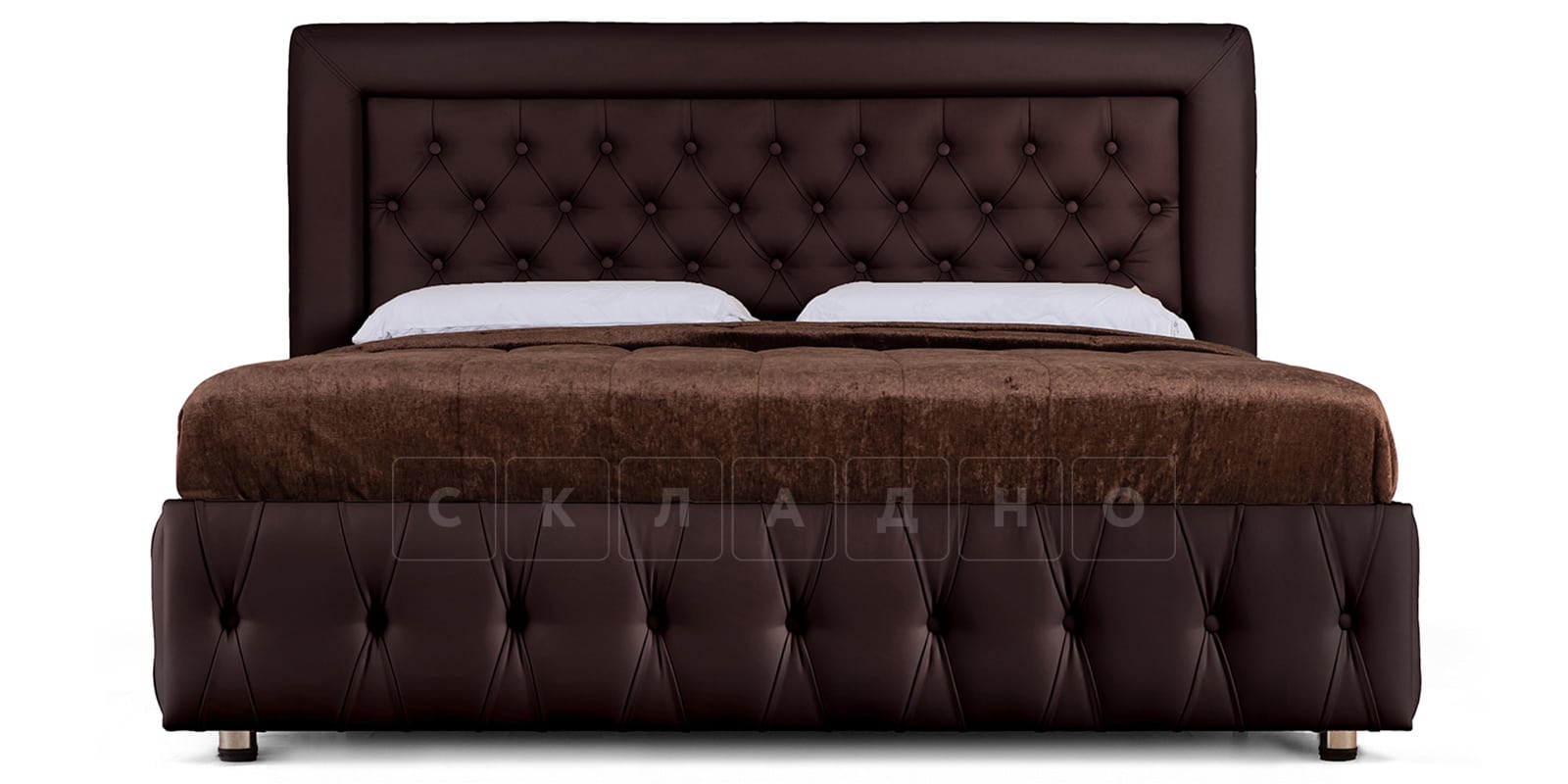 Мягкая кровать Малибу 160 см экокожа шоколадного цвета вариант 7-2 фото 2 | интернет-магазин Складно
