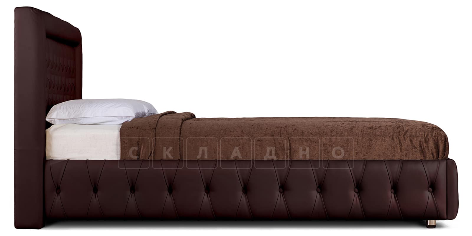 Мягкая кровать Малибу 160 см экокожа шоколадного цвета вариант 7-2 фото 3 | интернет-магазин Складно