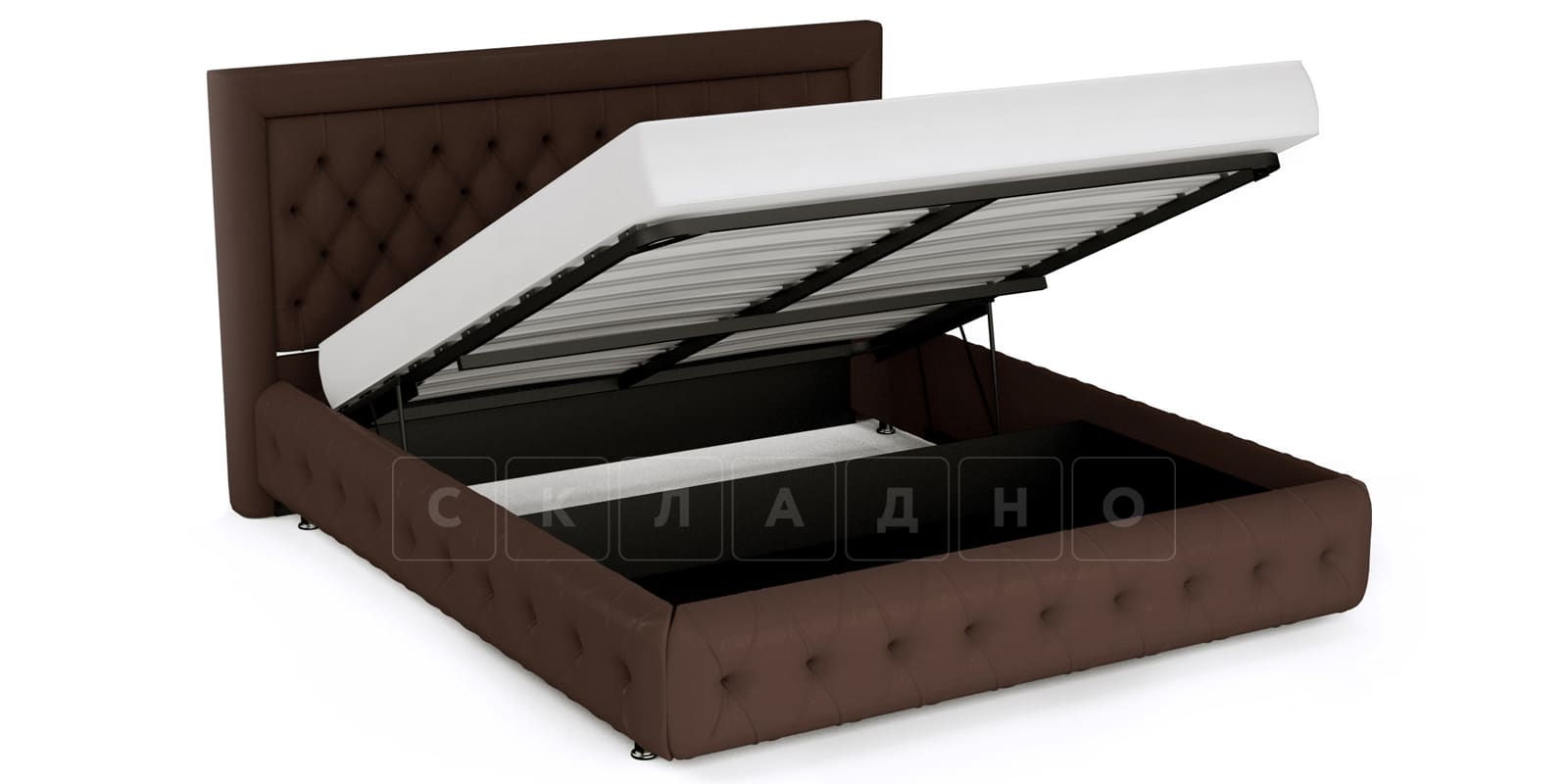 Мягкая кровать Малибу 160 см экокожа шоколадного цвета вариант 7 фото 4 | интернет-магазин Складно