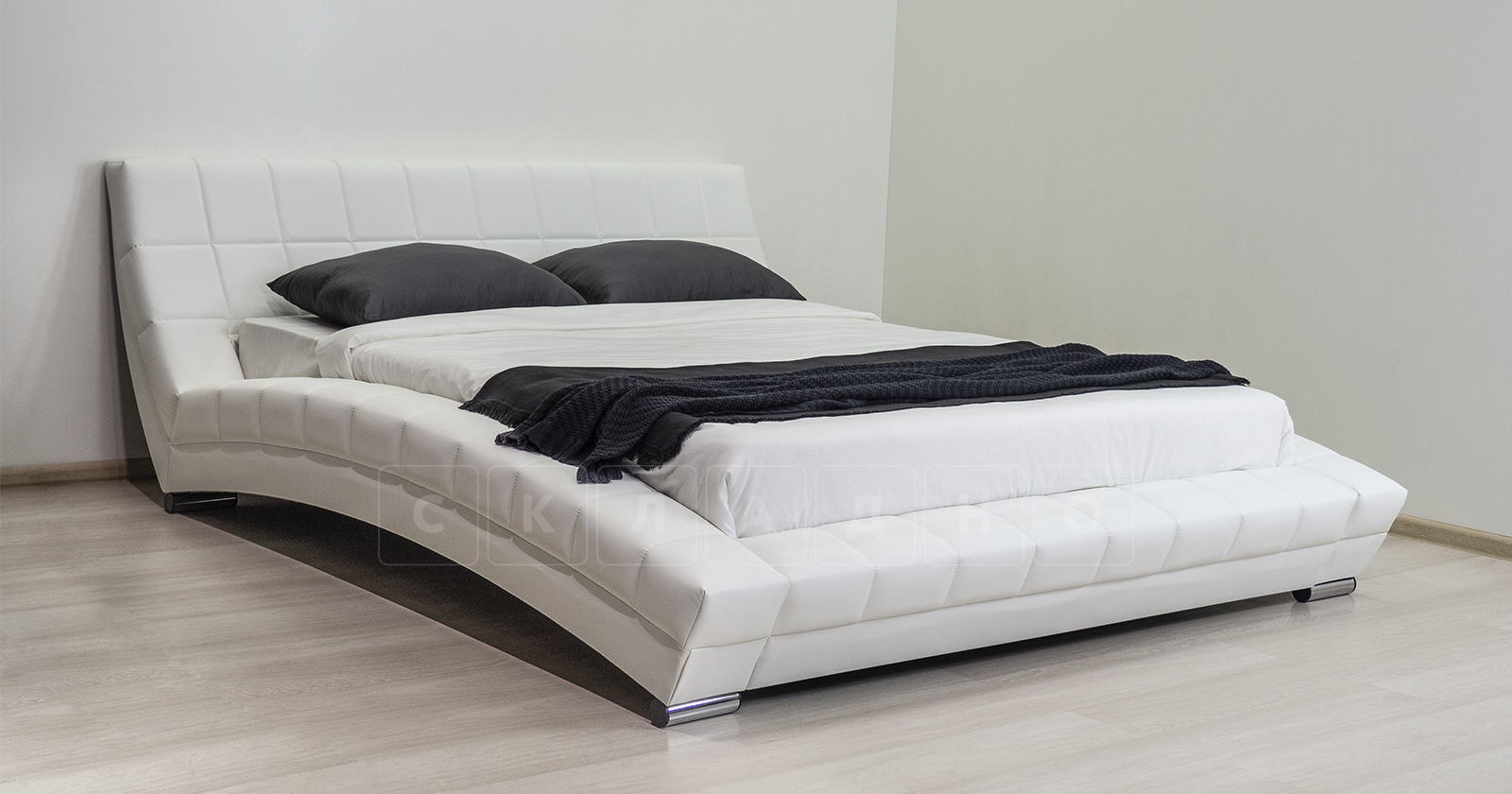 Мягкая кровать Оливия 160 см экокожа белый фото 10 | интернет-магазин Складно