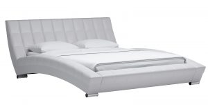 Мягкая кровать Оливия 160 см экокожа белый-8455 фото | интернет-магазин Складно