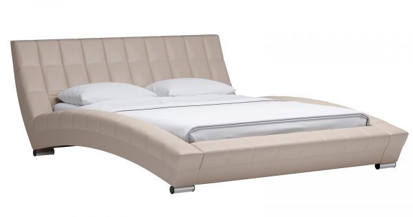 Мягкая кровать Оливия 160 см экокожа бежевый фото | интернет-магазин Складно