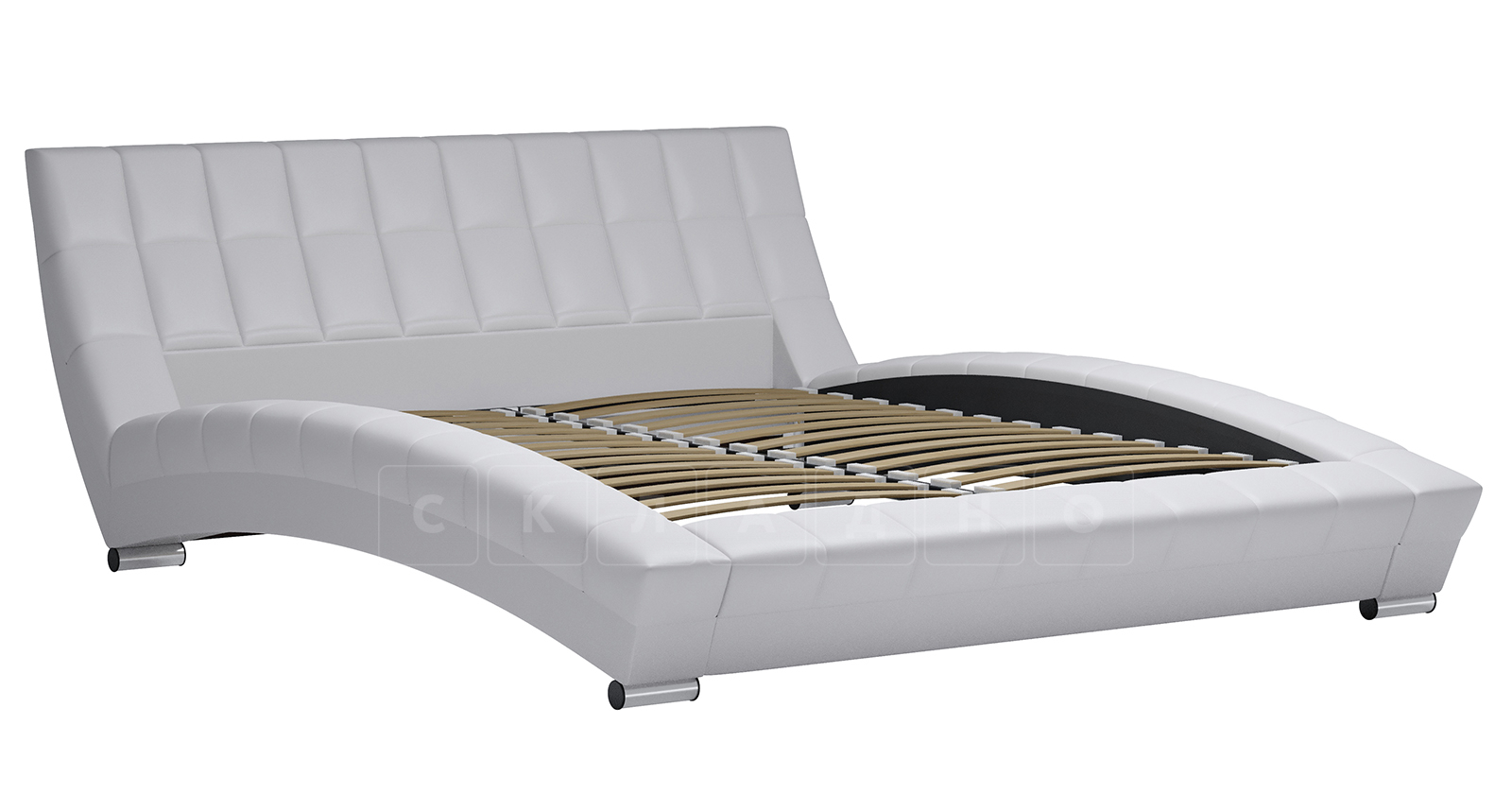 Мягкая кровать Оливия 160 см экокожа белый фото 2 | интернет-магазин Складно