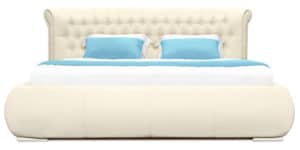 Мягкая кровать Вирджиния 160 см экокожа молочного цвета 59950 рублей, фото 3 | интернет-магазин Складно
