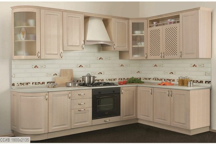 Кухня угловая Массив-Люкс 1800 х 2135 мм 