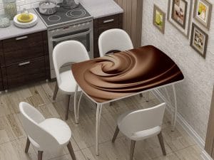 Стол нераздвижной стеклянный Бочонок с фотопечатью Шоколад-10939 фото | интернет-магазин Складно