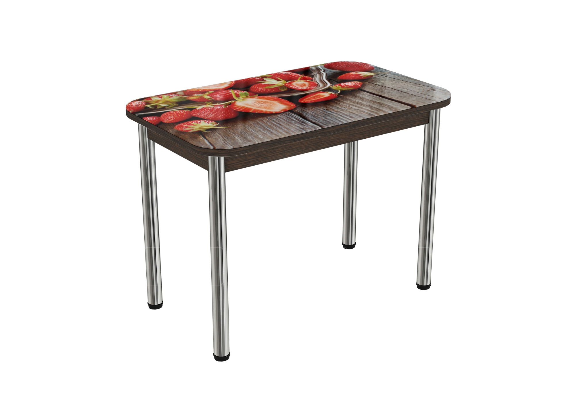 Стол нераздвижной стеклянный с фотопечатью Клубника серия 1