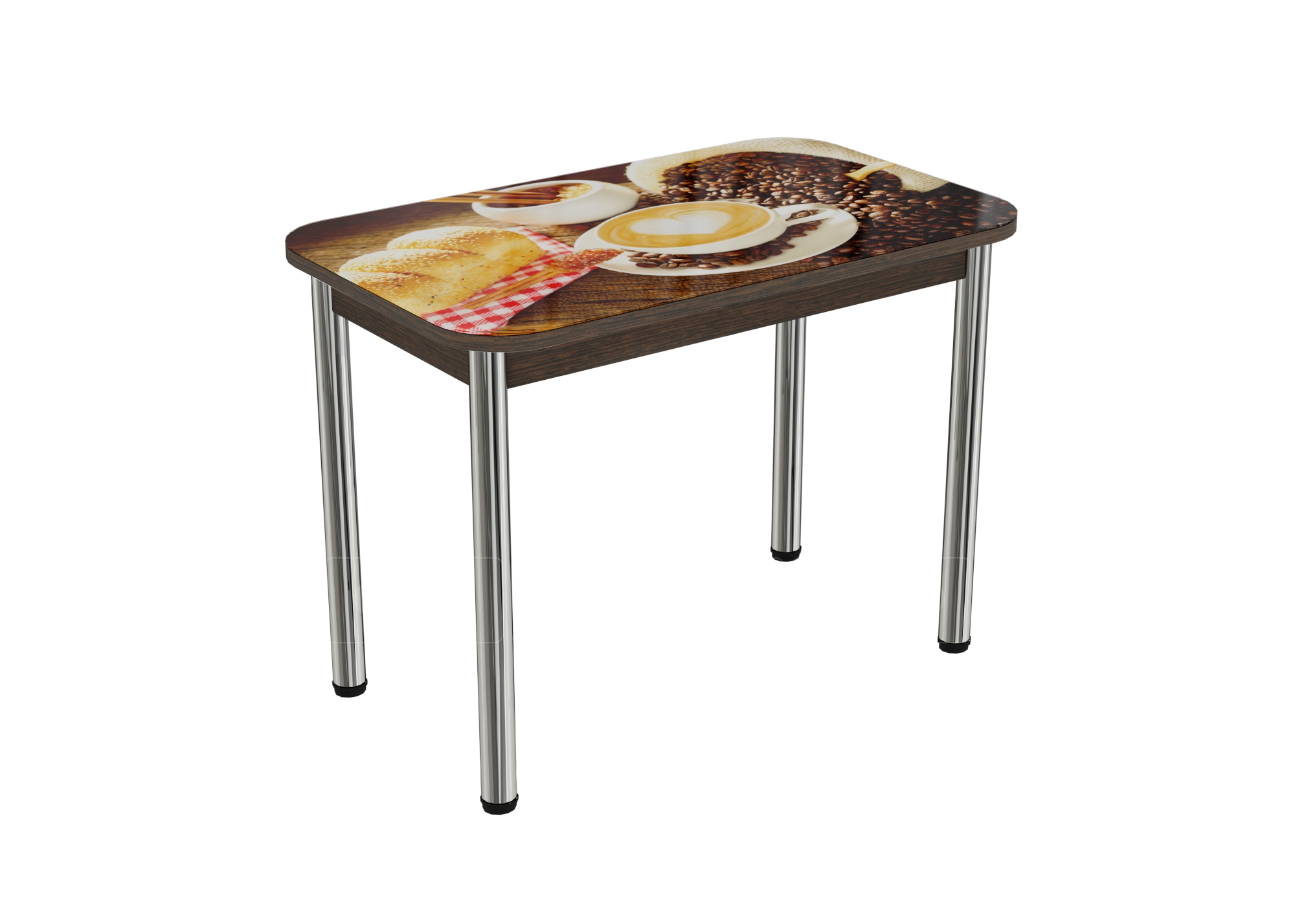 Стол нераздвижной стеклянный с фотопечатью Кофе-3 серия 1