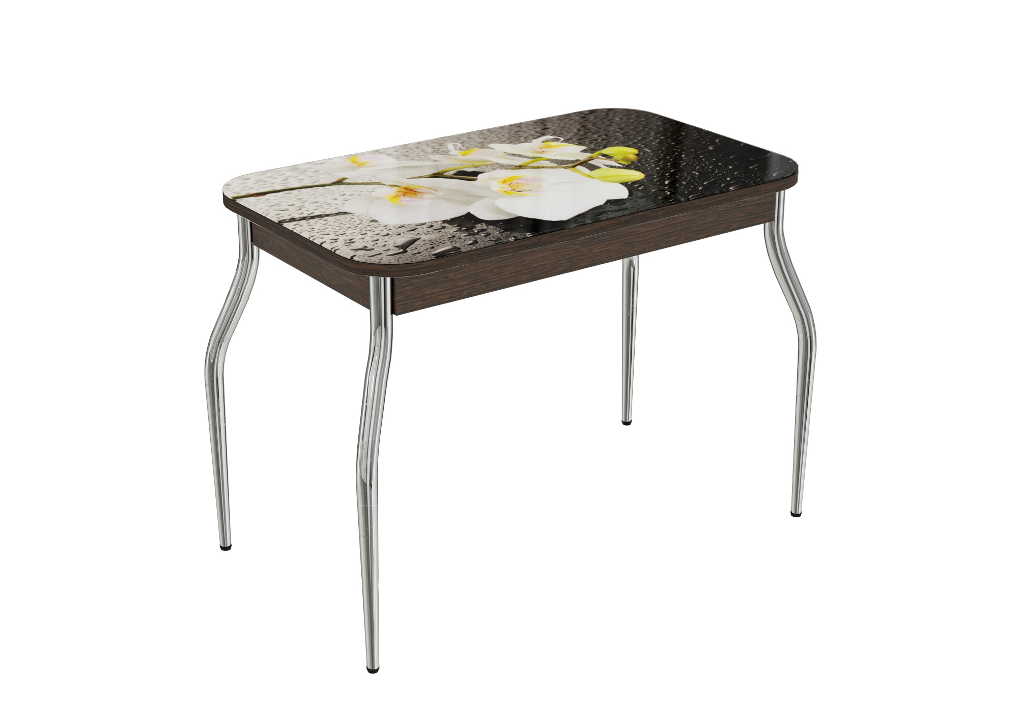 Стол нераздвижной стеклянный с фотопечатью Орхидея белая серия 2