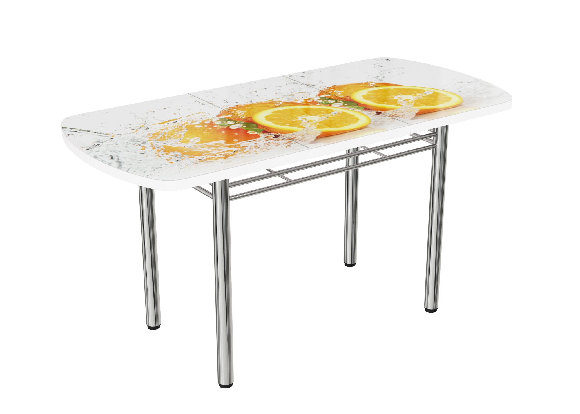 Стол раздвижной стеклянный с фотопечатью Апельсин 150х70 см