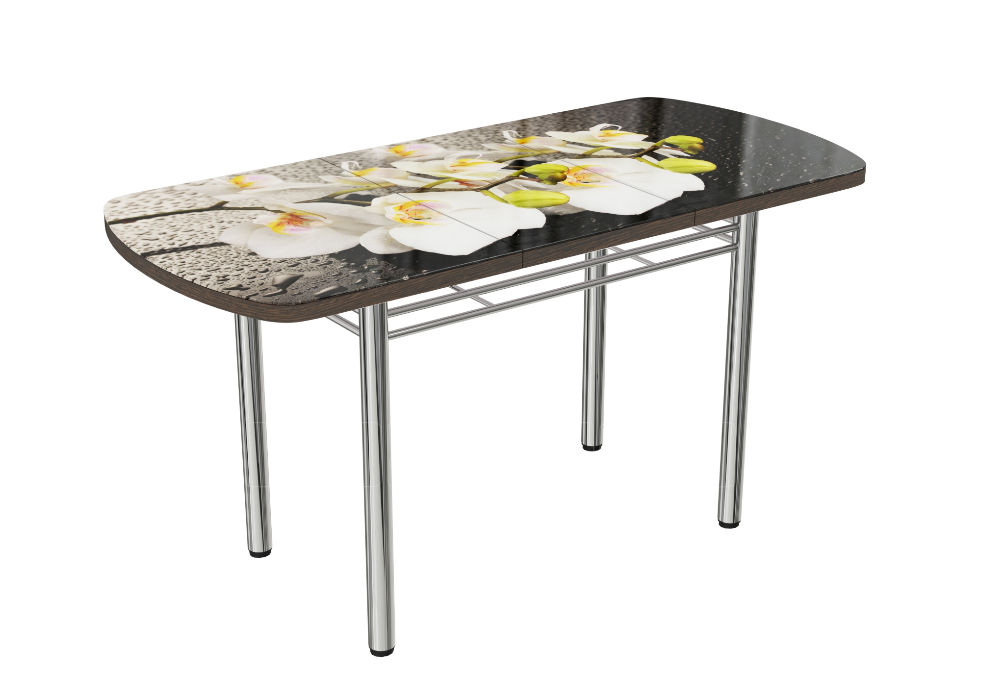 Стол раздвижной стеклянный с фотопечатью Орхидея белая 150х70 см